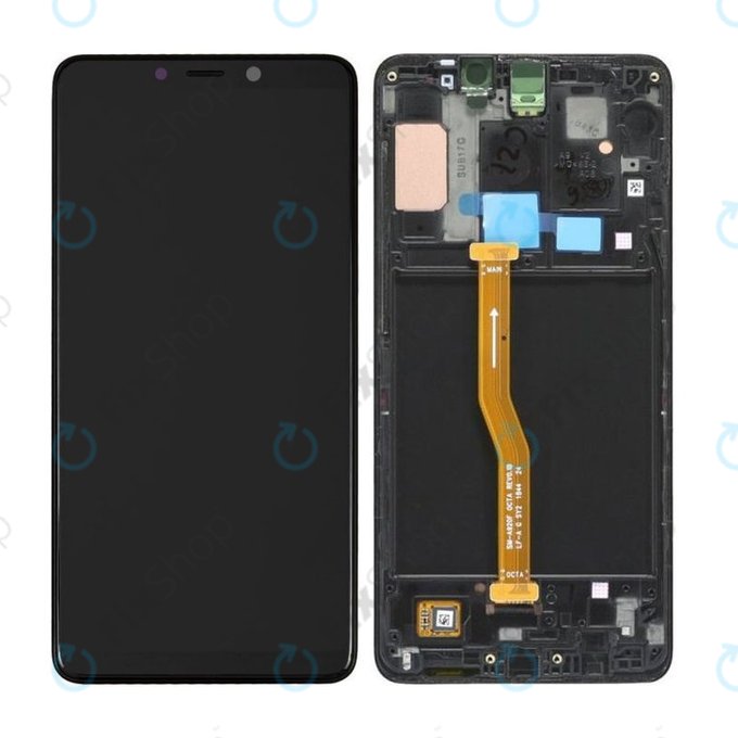 Samsung Galaxy A9 A920F (2018) - Ecran LCD + Sticlă Tactilă + Ramă (Caviar Black) - GH82-18308A, GH82-18322A Genuine Service Pack