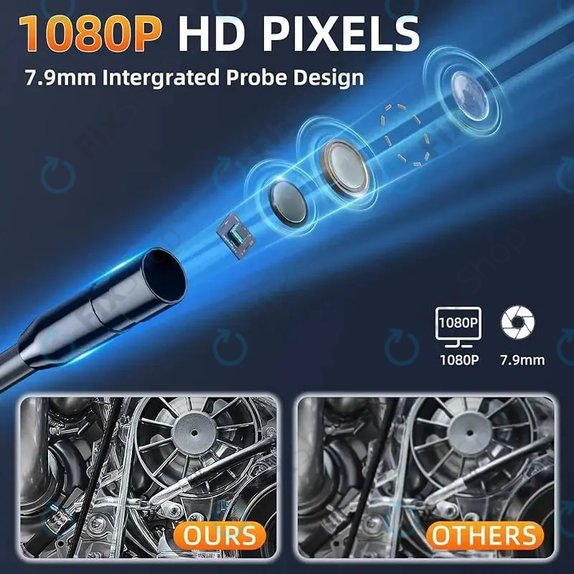 Cameră endoscopică industrială cu ecran IPS de 4,3", cablu de 10m