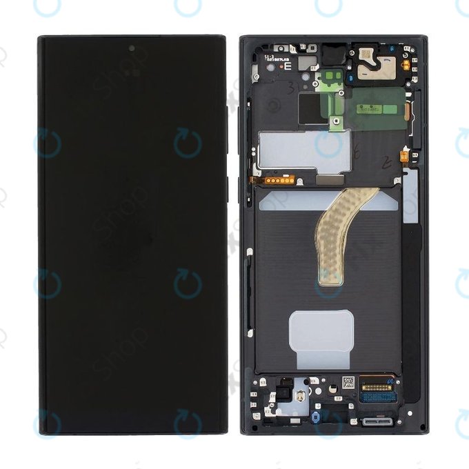 Samsung Galaxy S22 Ultra S908B - Ecran LCD + Sticlă Tactilă + Ramă (Phantom Black) OLED