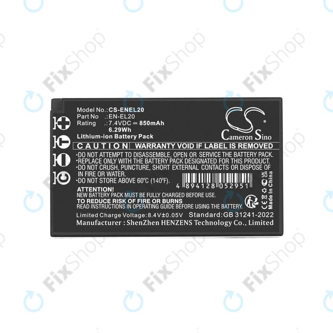 Baterie pentru Nikon Coolpix A, 850mAh, Li-Ion, 3.7V, EN-EL20, HQ