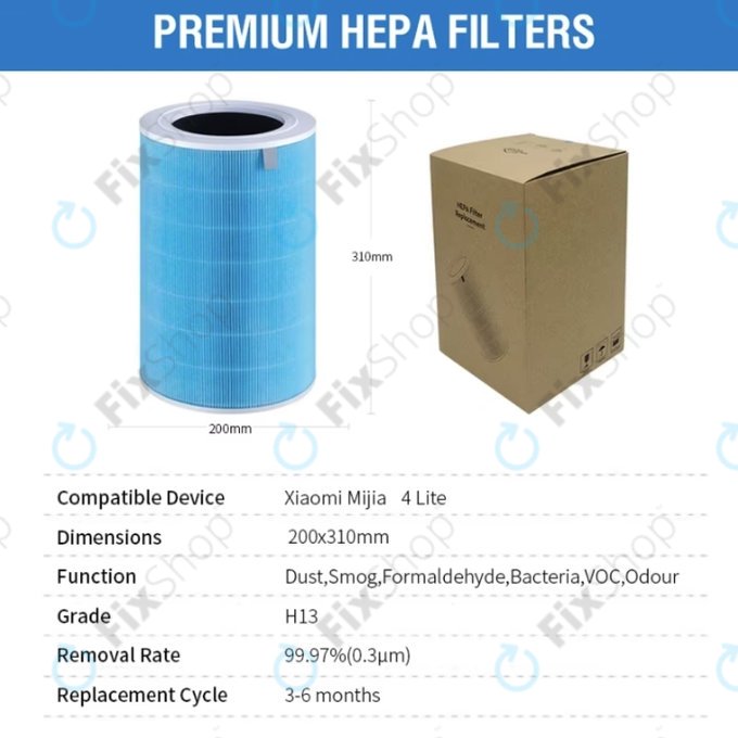 Xiaomi Mi Air Purifier 4 Lite - Filtru HEPA (Antibacterian) (Albastru)