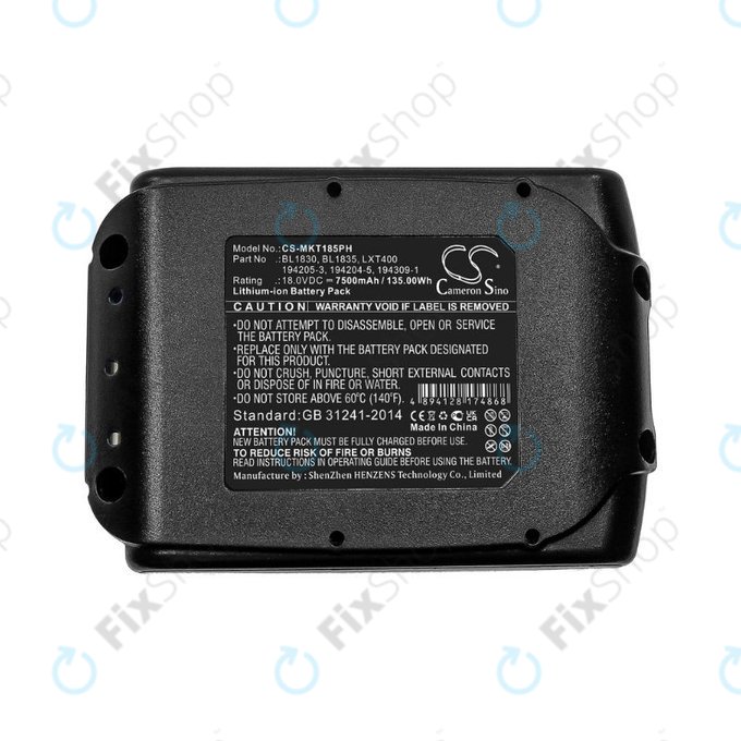 Makita 18V - Baterie BL1830, BL1835, LXT400,194205-3, 194204-5, 194309-1 Li-Ion 18.0V 7500mAh HQ