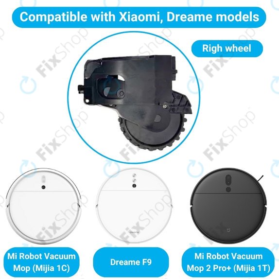 Xiaomi Dreame F9, Mi Robot Vacuum Mop (Mijia 1C), 2 Pro+ (Mijia 1T) - Roată cu Motor (Dreapta) (Negru)