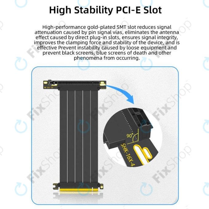 Cablu riser PCIe 4.0 x16 pentru placă video, 20cm, negru