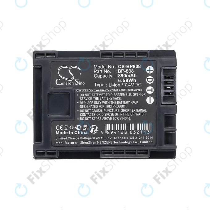 Baterie pentru Canon FS10, FS11, FS100, 890mAh, Li-Ion, 7.4V, BP-808, HQ