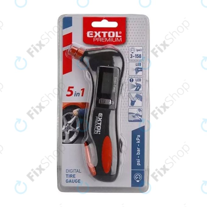 Extol Premium 8863050 Emergency - Manometru 5 în 1 Măsurare Presiune în Anvelope