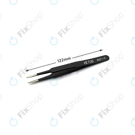 Vetus ESD-13 - Pensetă metalică antistatică cu vârf plat (115 mm)