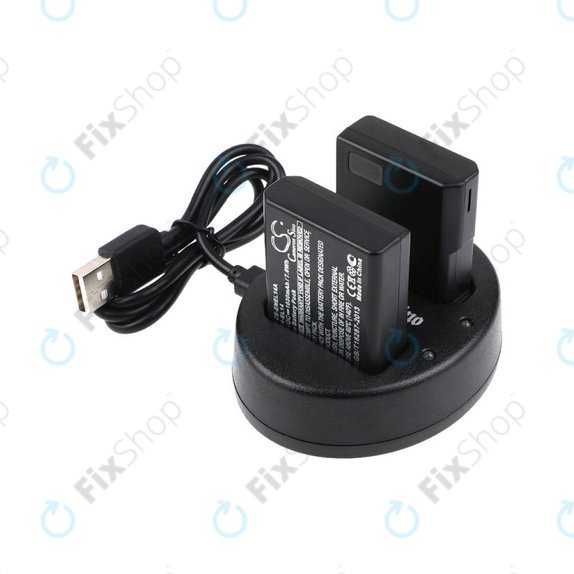 2 baterii cu încărcător pentruNikon Coolpix P7000, P7700, D3100, D3200, D5100, 1030mAh, Li-Ion, 7.4V, EN-EL14, HQ