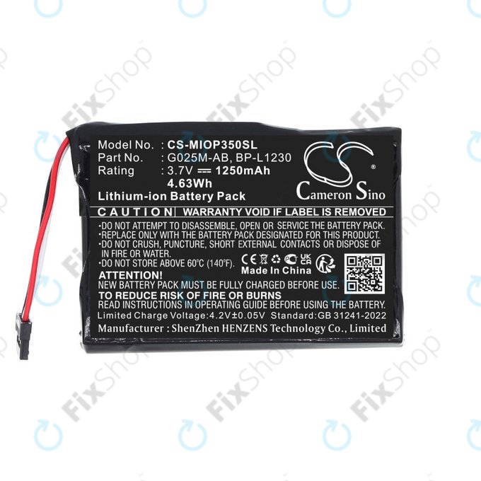 Baterie pentru Mitac Mio P350, P550, 1250mAh, Li-Ion, 3.7V, BL-LP1230, HQ