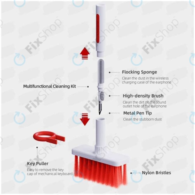 Perie de curățare multifuncțională + stilou de curățare + taste de ieșire