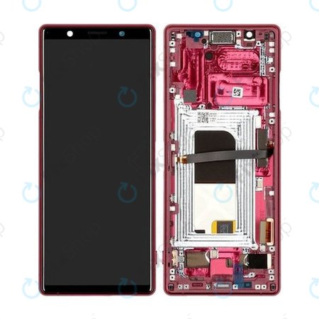 Sony Xperia 5 - Ecran LCD + Sticlă Tactilă + Ramă (Red) - 1319-9456 Genuine Service Pack