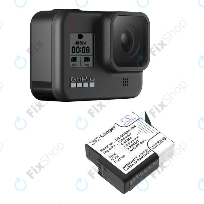 Baterie pentru Gopro Hero 8, Hero 6, 1250mAh, Li-Ion, 3.85V, AHDBT-501, HQ
