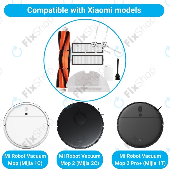 Xiaomi Mi Robot Vacuum Mop (Mijia 1C), 2 (Mijia 2C) 2 Pro+ (Mijia 1T) – Set standard (Alb)