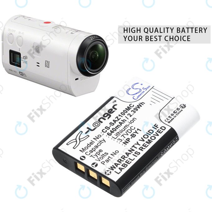 Baterie pentru Sony HDR-AZ1, 640mAh, Li-Ion, 3.7V, NP-BY1, HQ