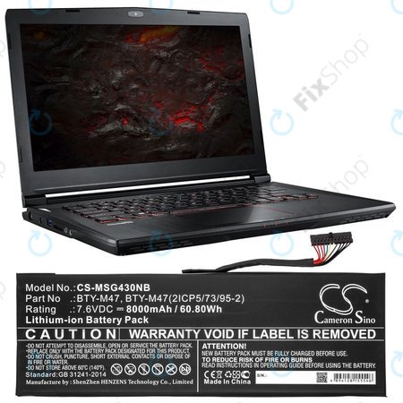 Baterie pentru MSI GS40, GS43, MS14, 8000mAh, Li-Ion, 7.6V, BTY-M47, HQ