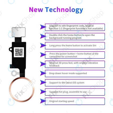 Apple iPhone 7, 7 Plus, 8, 8 Plus, SE (2020), SE (2022) - Buton Acasă JCID 7 Gen (Rose Gold)