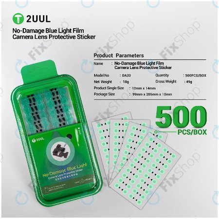 Stickere protecție lentilă cameră cu filtru lumină albastră, 2UUL DA33, 500 buc/pachet
