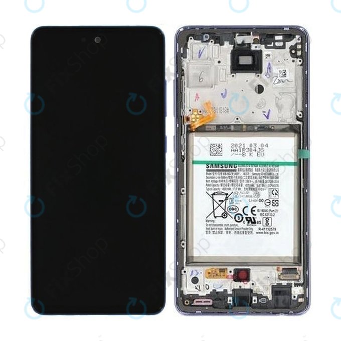 Samsung Galaxy A52 A525F, A526B - Ecran LCD + Sticlă Tactilă + Ramă + Baterie (Awesome Violet) - GH82-25229C, GH82-25230C Genuine Service Pack