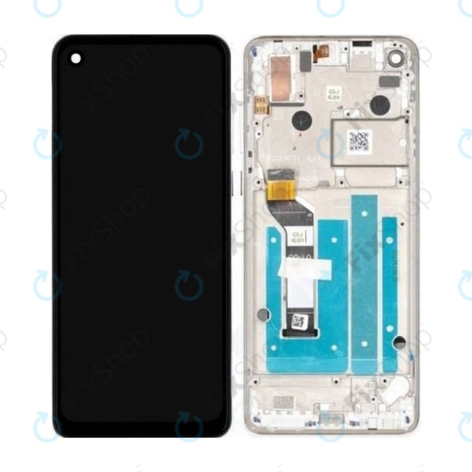 Motorola One Action XT2013 - Ecran LCD + Sticlă Tactilă + Ramă (Pearl White) - 5D68C14738 Genuine Service Pack