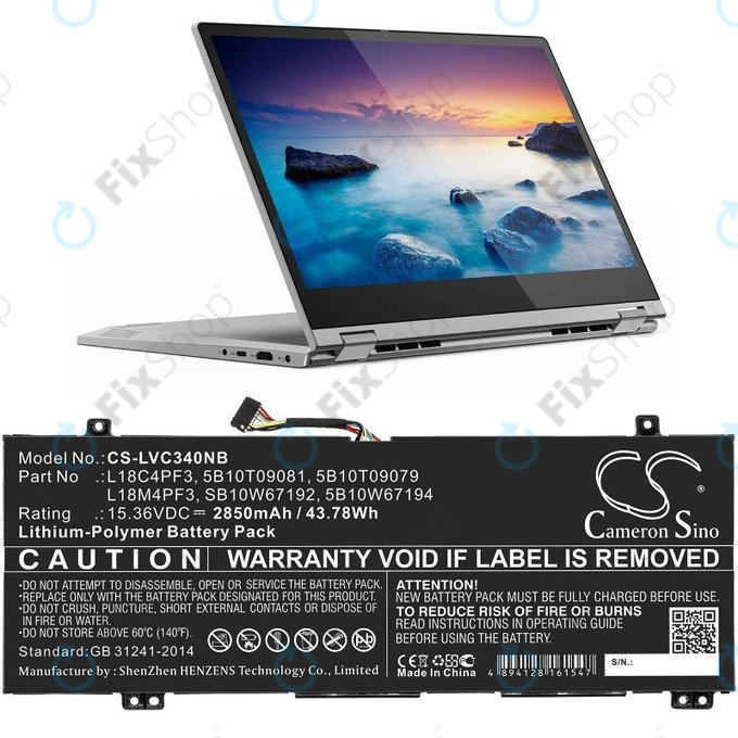 Baterie pentru Lenovo Ideapad C340, Ideapad Flex, 2850mAh, Li-Pol, 15.36V, L18C4PF3, HQ