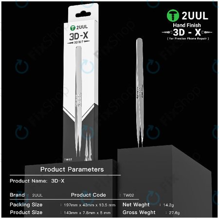 Pensetă de precizie, finisată manual 3D-X, 2UUL TW02