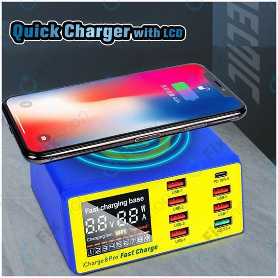 Mechanic iCharge 8 Pro - Statie de încărcare pentru service USB cu încărcare USB-C wireless