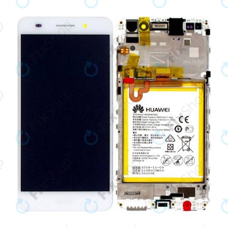 Huawei Y6 II CAM-L21 - Ecran LCD + Sticlă Tactilă + Ramă + Baterie (White) - 02350VRS Genuine Service Pack