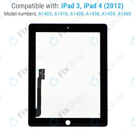 Apple iPad 3, iPad 4 - Sticlă Tactilă + Buton Acasă (Black)