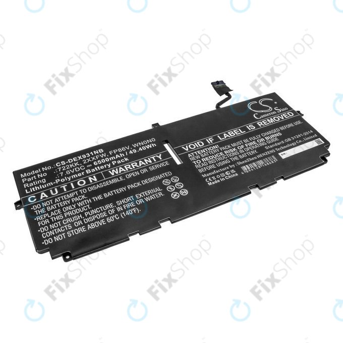 Baterie pentru Dell XPS 13 9300, 9380, 9310, 6500mAh, Li-Pol, 7.6V, 2XXFW, HQ