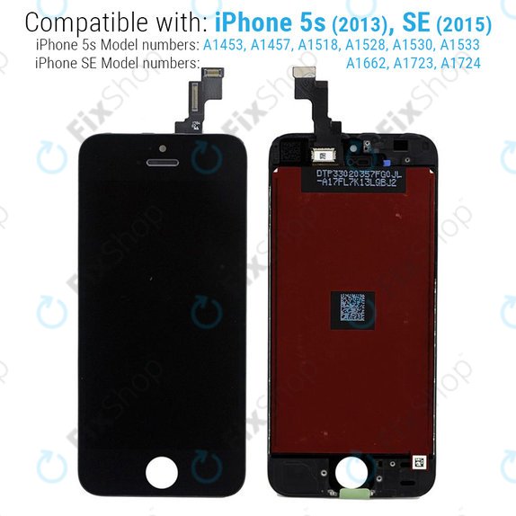 Ecran pentru iPhone 5S, SE, Black, Sticlă tactilă cu ramă