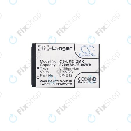 Canon EOS 100D, M, M2, M10, M50, M100, Kiss X7, SL1, PowerShot SX70 HS, Rebel SL1 - Baterie LP-E12 Li-Ion 820mAh HQ
