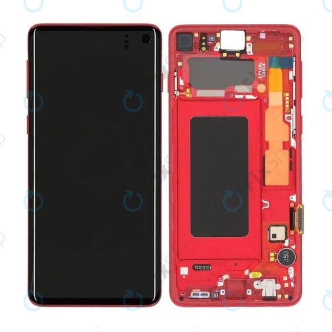 Samsung Galaxy S10 G973F - Ecran LCD + Sticlă Tactilă + Ramă (Red) - GH82-18850H Genuine Service Pack