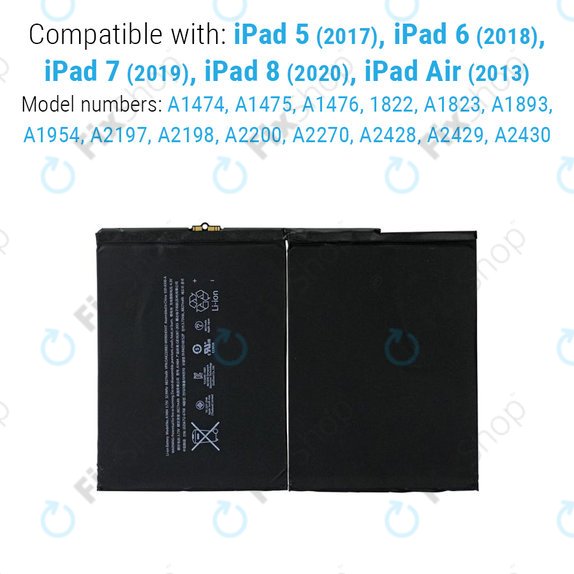 Baterie pentru iPad Air, iPad (5th Gen 2017 - 9th Gen 2021), 8827mAh