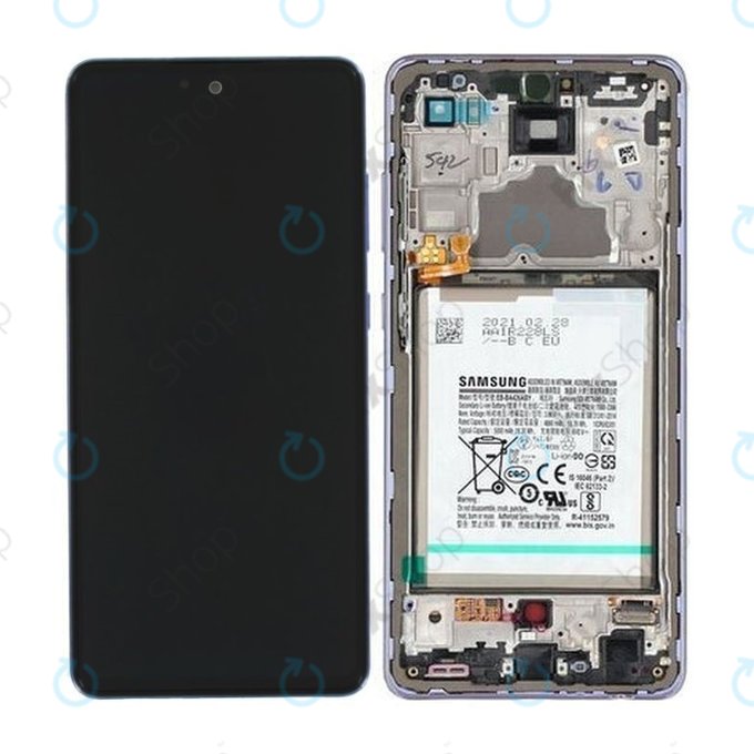 Samsung Galaxy A72 A725F, A726B - Ecran LCD + Sticlă Tactilă + Ramă + Baterie (Awesome Violet) - GH82-25541C, GH82-25542C Genuine Service Pack