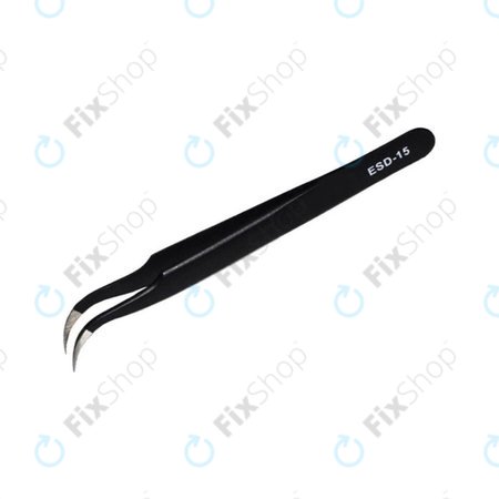 Vetus ESD-15 - Pensetă metalică antistatică cu vârf îndoit (120mm)