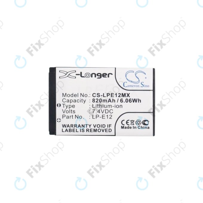 Canon EOS 100D, M, M2, M10, M50, M100, Kiss X7, SL1, PowerShot SX70 HS, Rebel SL1 - Baterie LP-E12 Li-Ion 820mAh HQ