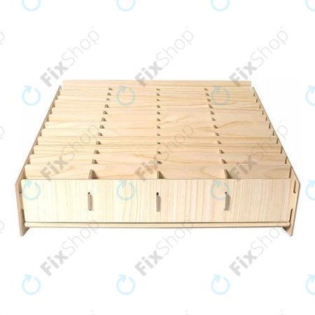 Suport / Organizator universal din lemn pentru telefoane cu 48 de compartimente