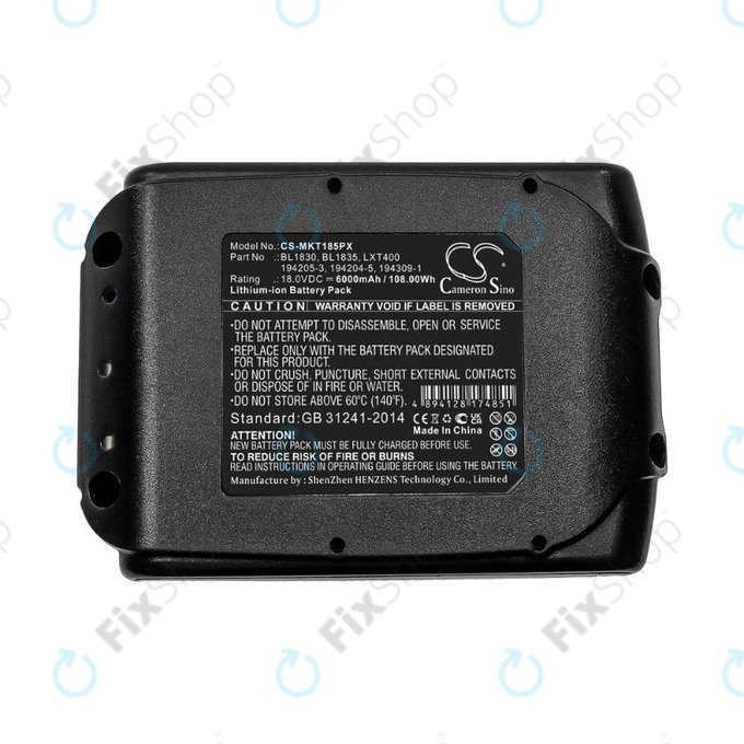 Makita 18V - Baterie BL1830, BL1835, LXT400,194205-3, 194204-5, 194309-1 Li-Ion 18.0V 6000mAh HQ