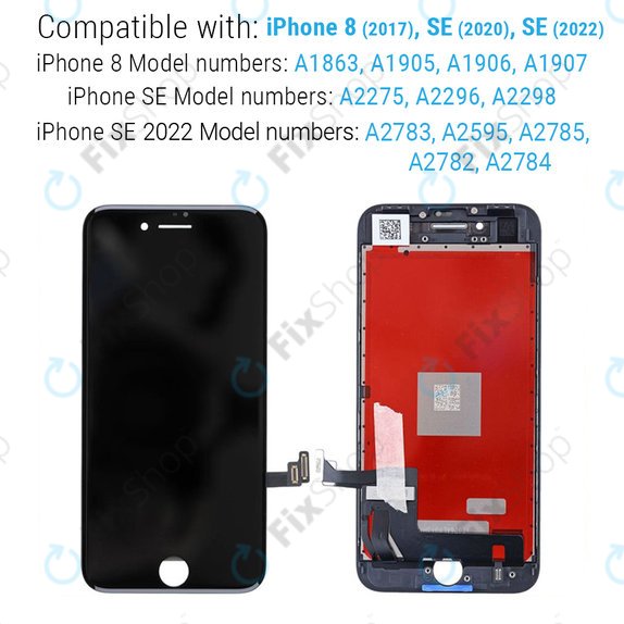 Ecran pentru iPhone 8, SE (2020), SE (2022), Black, Sticlă tactilă cu ramă