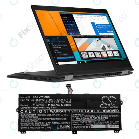 Baterie pentru Lenovo ThinkPad X390, Yoga X390, 4100mAh, Li-Pol, 11.52V, 02DL021, HQ
