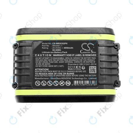 Baterie pentru Worx WX800.9 MAX, WX-JCR.9, 4950mAh, Li-Ion, 20V, WA3551.1, HQ
