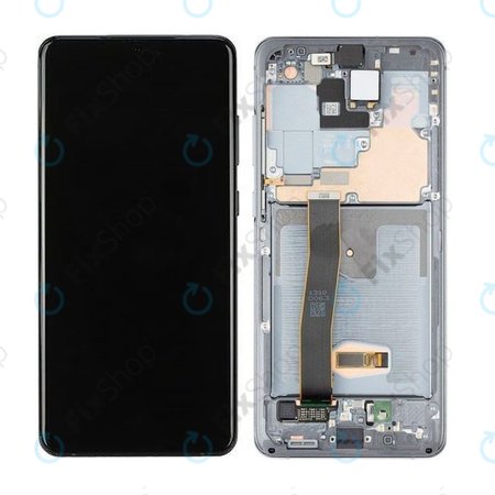 Samsung Galaxy S20 Ultra G988F - Ecran LCD + Sticlă Tactilă + Ramă + Cameră Frontală (Cosmic Gray) - GH82-22271B, GH82-22327B Genuine Service Pack