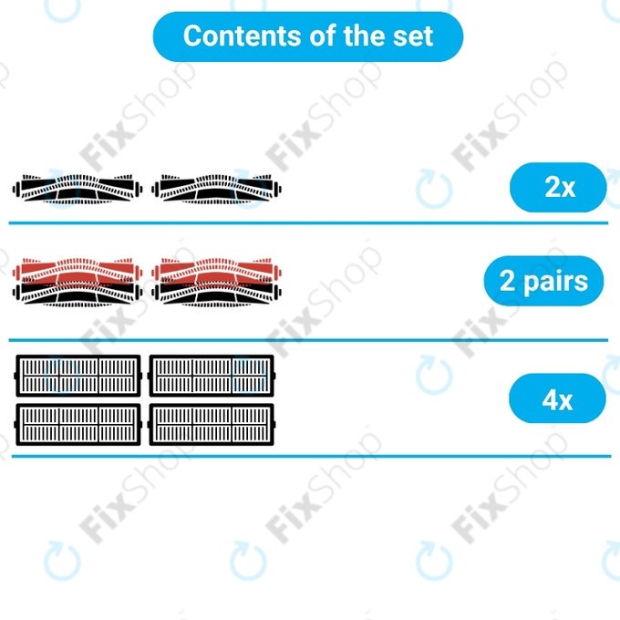 Set de piese de schimb pentru Bissell Crosswave 17132, 2225N, 2582N, 3551N (2x perie rotativă pentru covoare, 2 perechi de perii rotative pentru diferite suprafețe, 4x Filter)