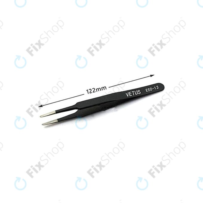 Vetus ESD-13 - Pensetă metalică antistatică cu vârf plat (115 mm)