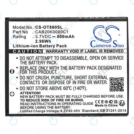 Baterie pentru Alcatel Onetouch, 800mAh, Li-ion, 3.7V, BTR510AB, HQ