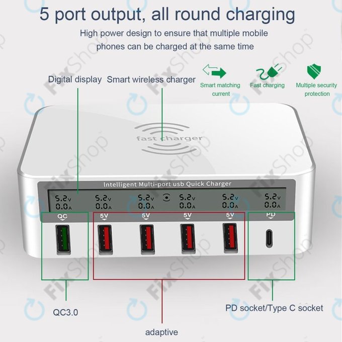 WLX-818F Stație de încărcare de service cu USB 3.0 și USB-C