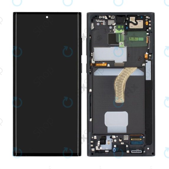 Samsung Galaxy S22 Ultra S908B - Ecran LCD + Sticlă tactilă + Ramă (Phantom Black) - GH82-27488A, GH82-27489A Genuine Service Pack