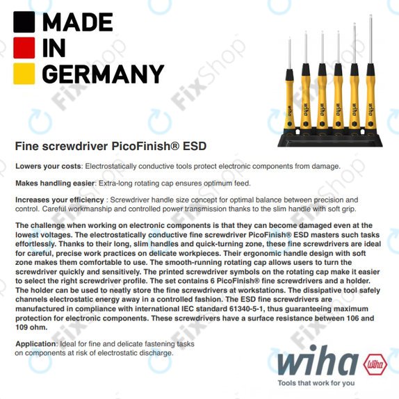 Wiha PicoFinish® ESD 271P - Şurubelniţă de precizie - Phillips PH00