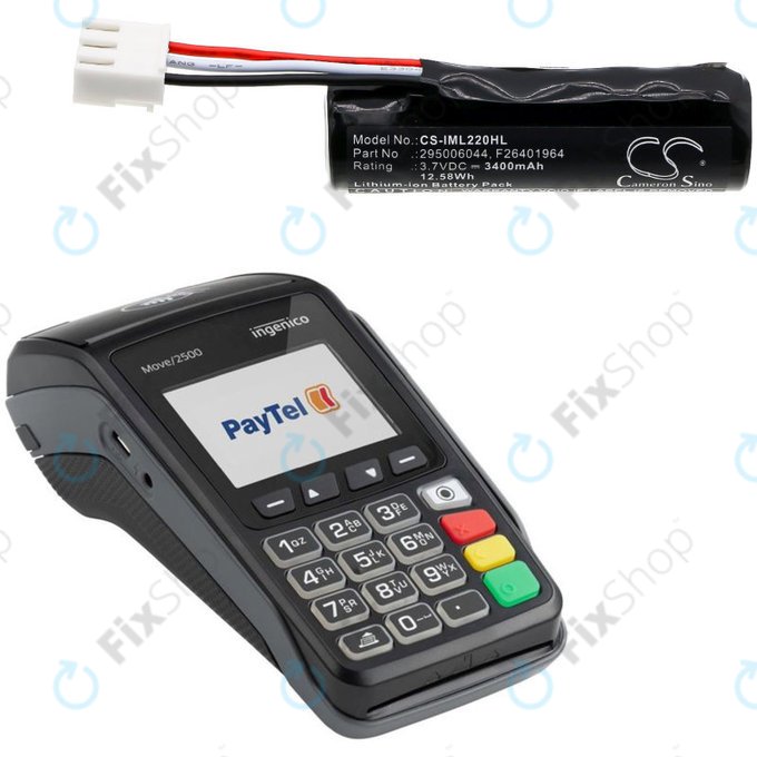 Baterie pentru Ingenico IWL220, 255, 258, 280, Ingenico MOVE 2500, 3000, 3500, 3400mAh, Li-Ion, 3.7V, 295006044, HQ