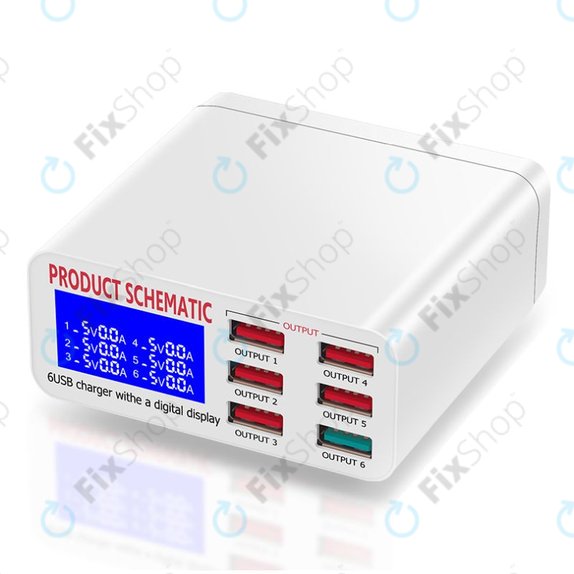 Product Schematic 896 - USB Statie service de încărcare (1x USB 3.0+ 5x USB 2.0)